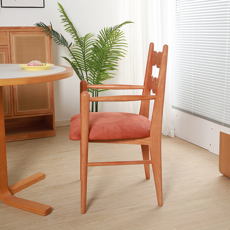Chaise de salle à manger contemporaine rétro en flanelle cendrée avec dossier et accoudoirs pour salle à manger 
