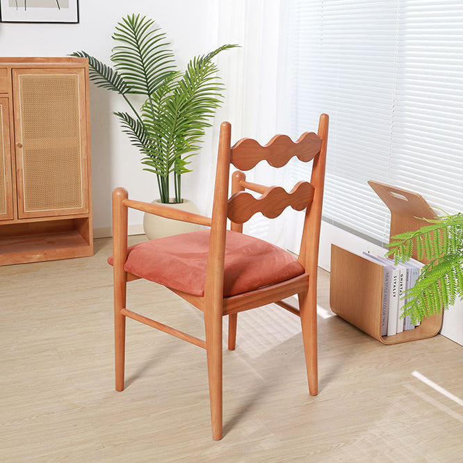 Chaise de salle à manger contemporaine rétro en flanelle cendrée avec dossier et accoudoirs pour salle à manger 
