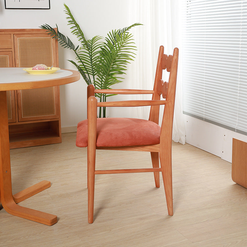 Chaise de salle à manger contemporaine rétro en flanelle cendrée avec dossier et accoudoirs pour salle à manger 