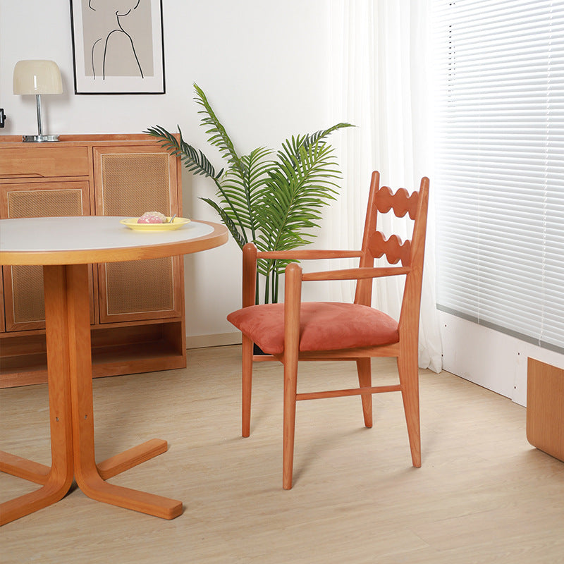 Chaise de salle à manger contemporaine rétro en flanelle cendrée avec dossier et accoudoirs pour salle à manger 