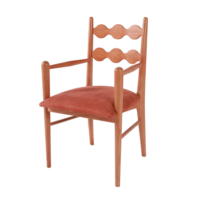 Chaise de salle à manger contemporaine rétro en flanelle cendrée avec dossier et accoudoirs pour salle à manger 