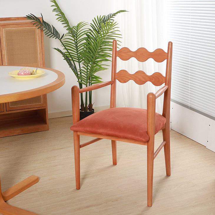Chaise de salle à manger contemporaine rétro en flanelle cendrée avec dossier et accoudoirs pour salle à manger 