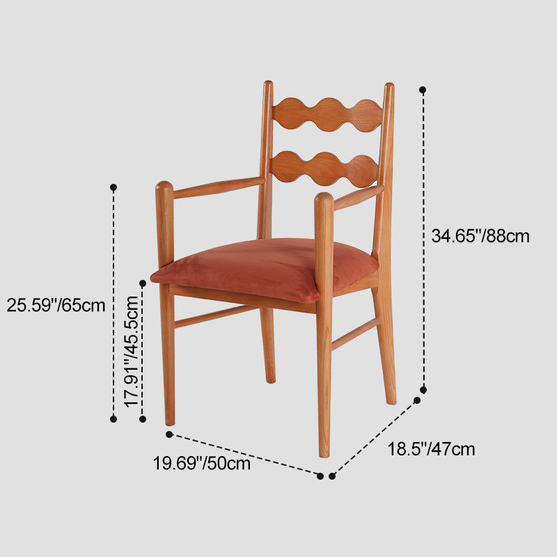 Chaise de salle à manger contemporaine rétro en flanelle cendrée avec dossier et accoudoirs pour salle à manger 