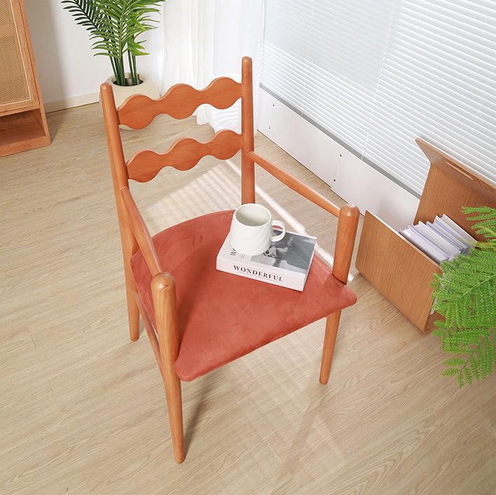 Chaise de salle à manger contemporaine rétro en flanelle cendrée avec dossier et accoudoirs pour salle à manger 