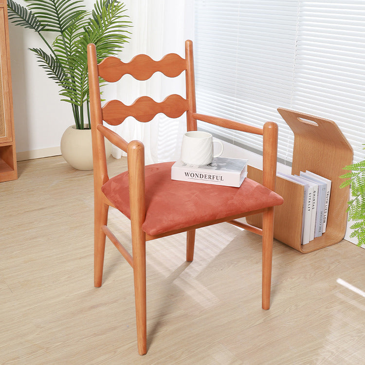 Chaise de salle à manger contemporaine rétro en flanelle cendrée avec dossier et accoudoirs pour salle à manger 