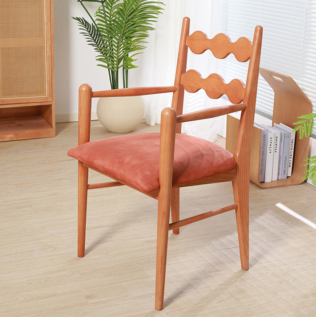 Chaise de salle à manger contemporaine rétro en flanelle cendrée avec dossier et accoudoirs pour salle à manger 