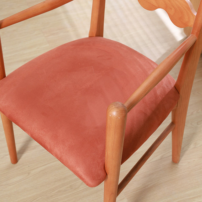 Chaise de salle à manger contemporaine rétro en flanelle cendrée avec dossier et accoudoirs pour salle à manger 