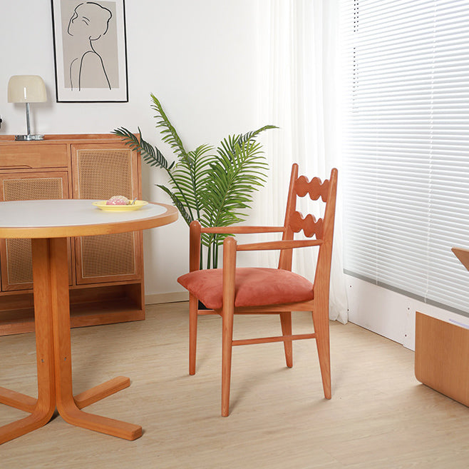 Chaise de salle à manger contemporaine rétro en flanelle cendrée avec dossier et accoudoirs pour salle à manger 