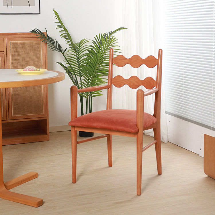 Chaise de salle à manger contemporaine rétro en flanelle cendrée avec dossier et accoudoirs pour salle à manger 