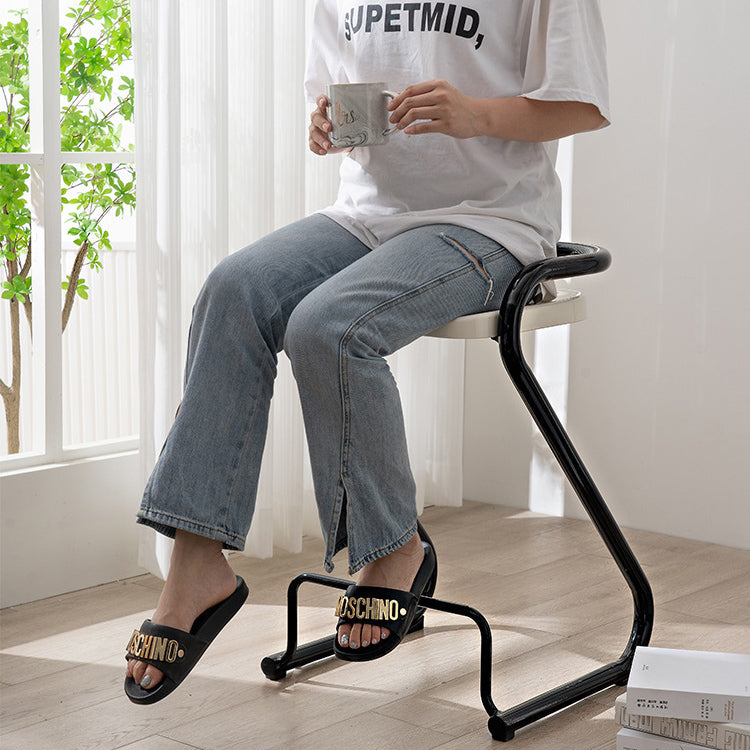 Tabouret de bar contemporain en fer ABS nordique géométrique sans dossier ni accoudoirs pour salle à manger 