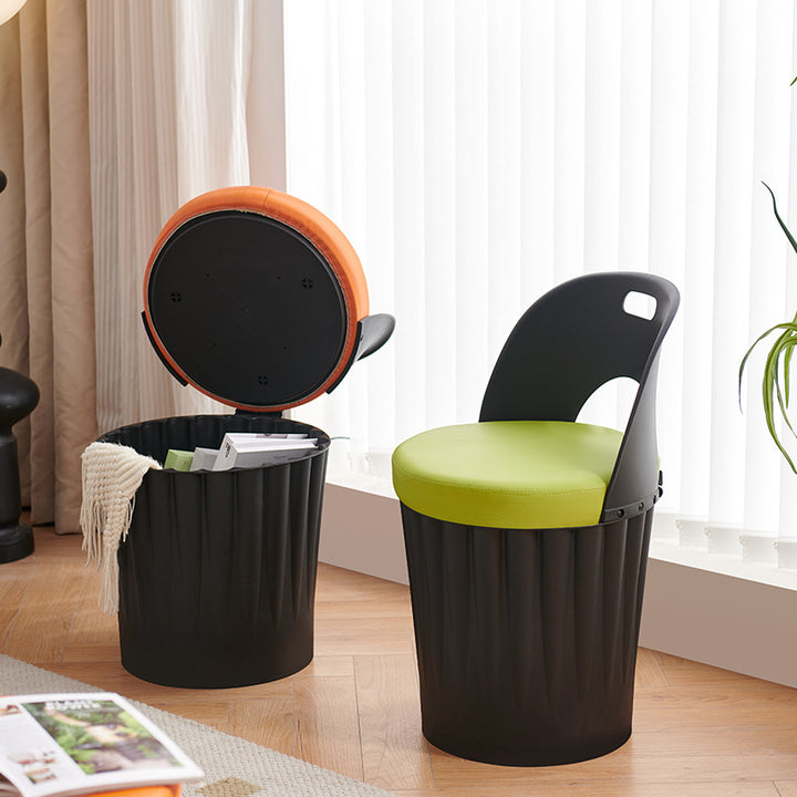 Silla de comedor sin brazos con respaldo de cuero PU PP de almacenamiento creativo contemporáneo para comedor 