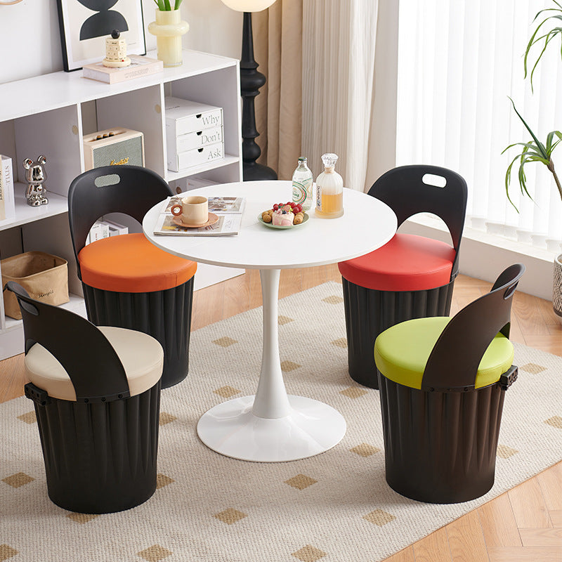 Silla de comedor sin brazos con respaldo de cuero PU PP de almacenamiento creativo contemporáneo para comedor 