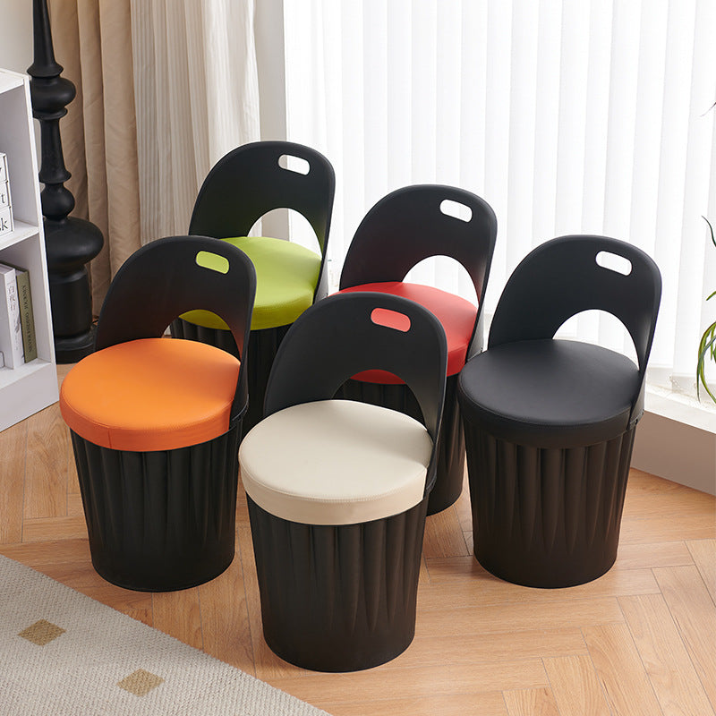 Silla de comedor sin brazos con respaldo de cuero PU PP de almacenamiento creativo contemporáneo para comedor 