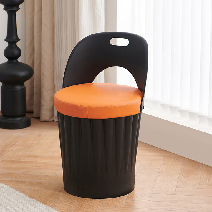 Silla de comedor sin brazos con respaldo de cuero PU PP de almacenamiento creativo contemporáneo para comedor 