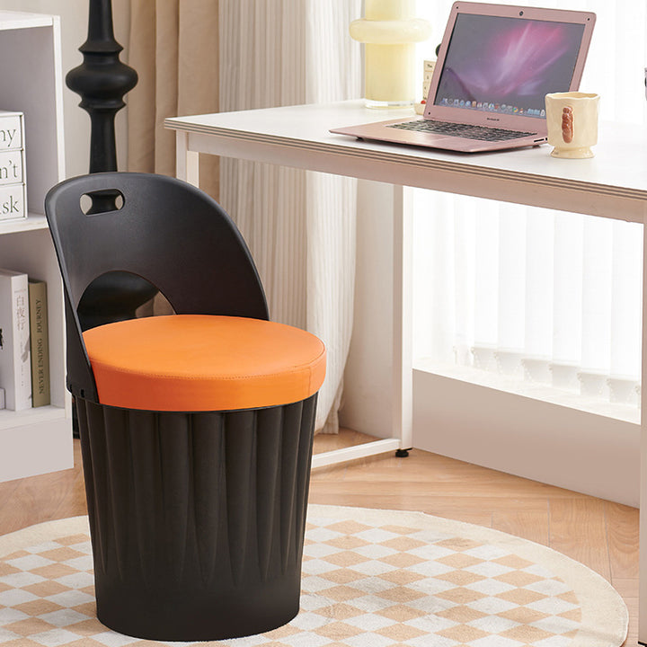 Silla de comedor sin brazos con respaldo de cuero PU PP de almacenamiento creativo contemporáneo para comedor 
