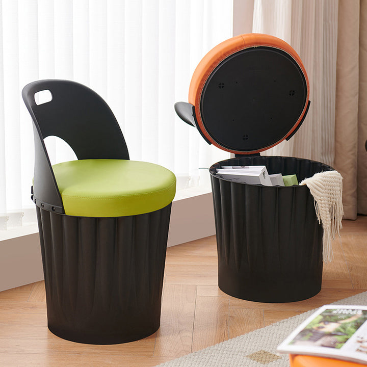 Silla de comedor sin brazos con respaldo de cuero PU PP de almacenamiento creativo contemporáneo para comedor 
