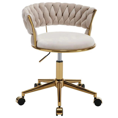 Taburete de tocador sin brazos con respaldo de terciopelo enrollado nórdico contemporáneo con herrajes de hierro para dormitorio 
