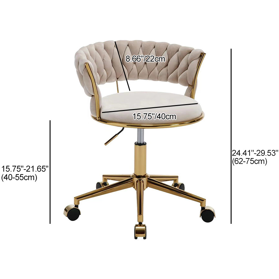Contemporary Nordic Coil Velvet Titanium Vanity Stool Backrest Armless For Bedroom