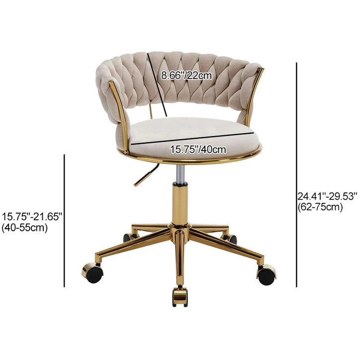 Contemporary Nordic Coil Velvet Titanium Vanity Stool Backrest Armless For Bedroom
