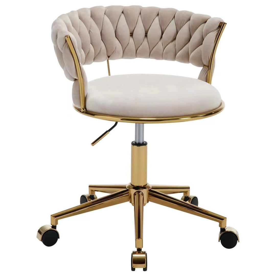 Contemporary Nordic Coil Velvet Titanium Vanity Stool Backrest Armless For Bedroom