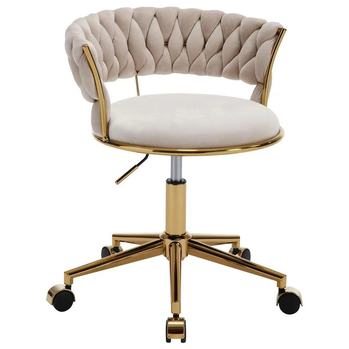 Contemporary Nordic Coil Velvet Titanium Vanity Stool Backrest Armless For Bedroom