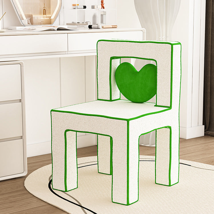 Tabouret de coiffeuse en bois massif avec dossier sans accoudoirs en laine d&