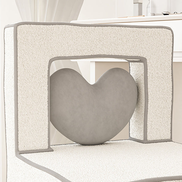 Tabouret de coiffeuse en bois massif avec dossier sans accoudoirs en laine d&