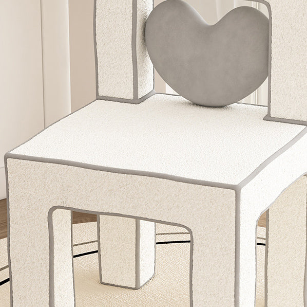 Tabouret de coiffeuse en bois massif avec dossier sans accoudoirs en laine d&