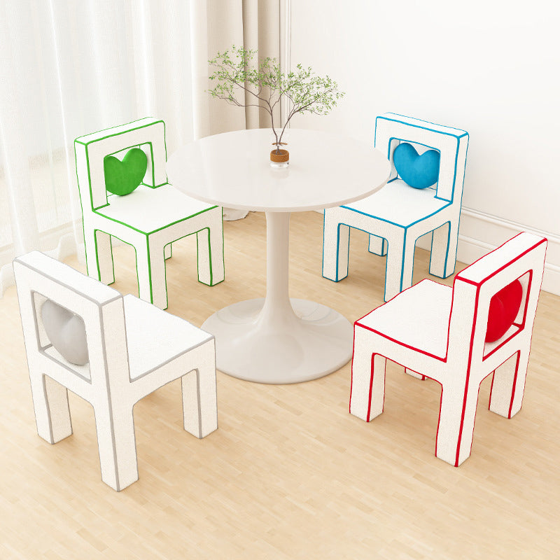 Tabouret de coiffeuse en bois massif avec dossier sans accoudoirs en laine d&