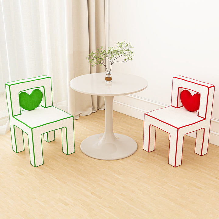 Tabouret de coiffeuse en bois massif avec dossier sans accoudoirs en laine d&