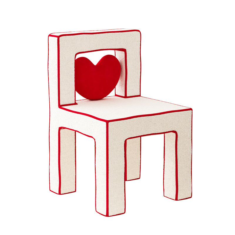 Tabouret de coiffeuse en bois massif avec dossier sans accoudoirs en laine d&
