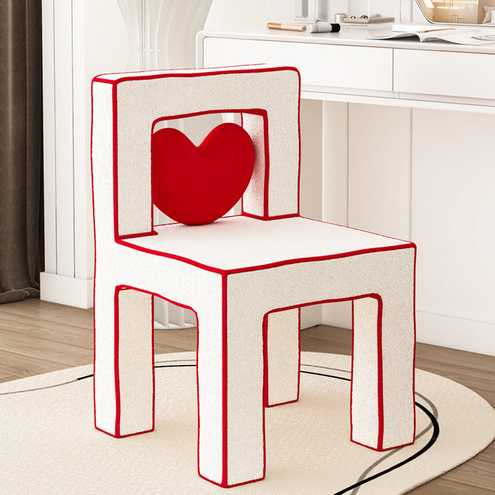 Tabouret de coiffeuse en bois massif avec dossier sans accoudoirs en laine d&
