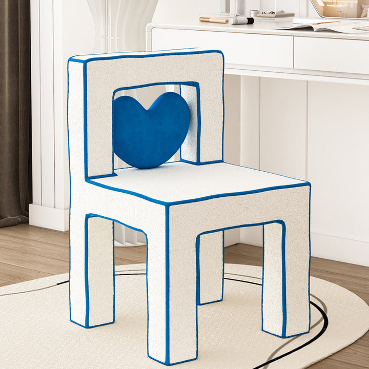 Tabouret de coiffeuse en bois massif avec dossier sans accoudoirs en laine d&