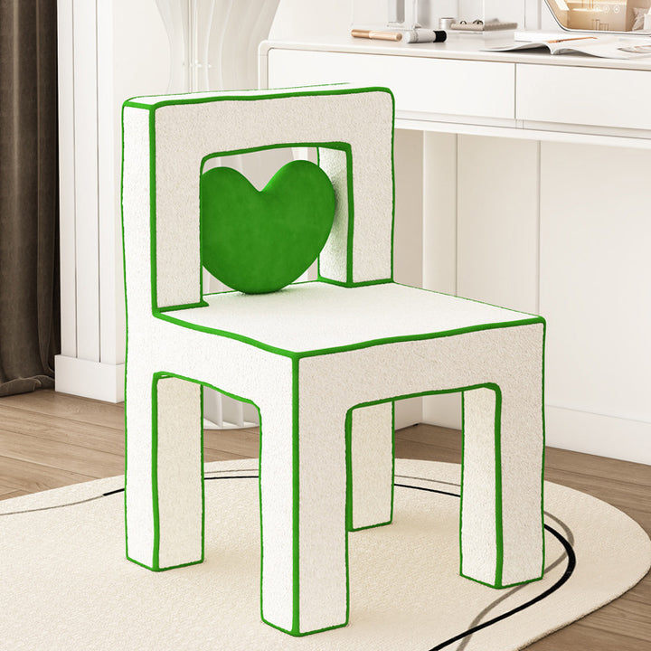 Tabouret de coiffeuse en bois massif avec dossier sans accoudoirs en laine d&