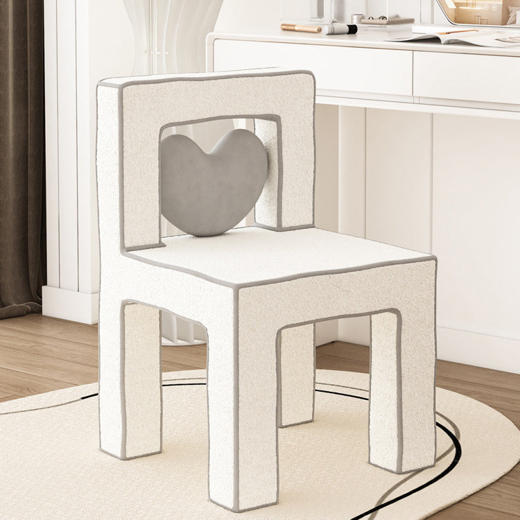 Tabouret de coiffeuse en bois massif avec dossier sans accoudoirs en laine d&