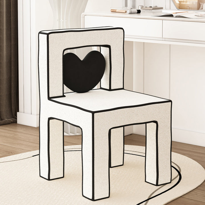 Tabouret de coiffeuse en bois massif avec dossier sans accoudoirs en laine d&