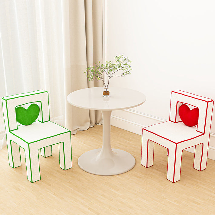 Tabouret de coiffeuse en bois massif avec dossier sans accoudoirs en laine d&
