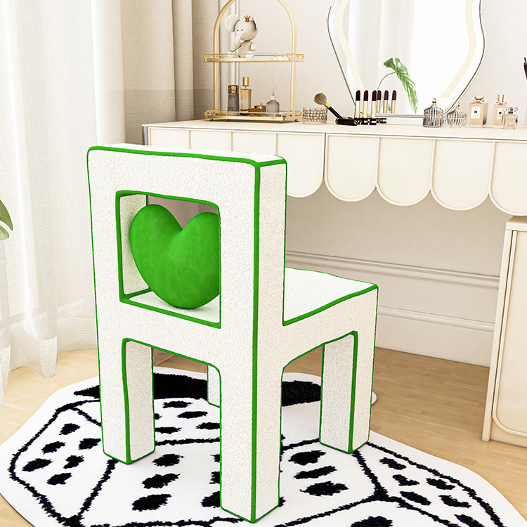 Tabouret de coiffeuse en bois massif avec dossier sans accoudoirs en laine d&
