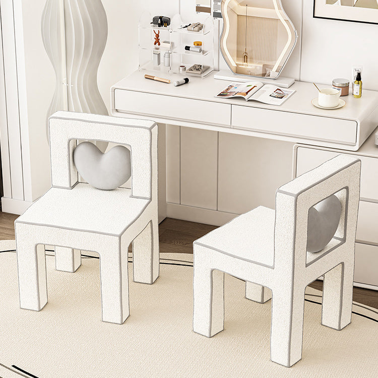 Tabouret de coiffeuse en bois massif avec dossier sans accoudoirs en laine d&