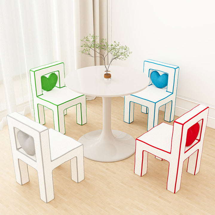 Tabouret de coiffeuse en bois massif avec dossier sans accoudoirs en laine d&
