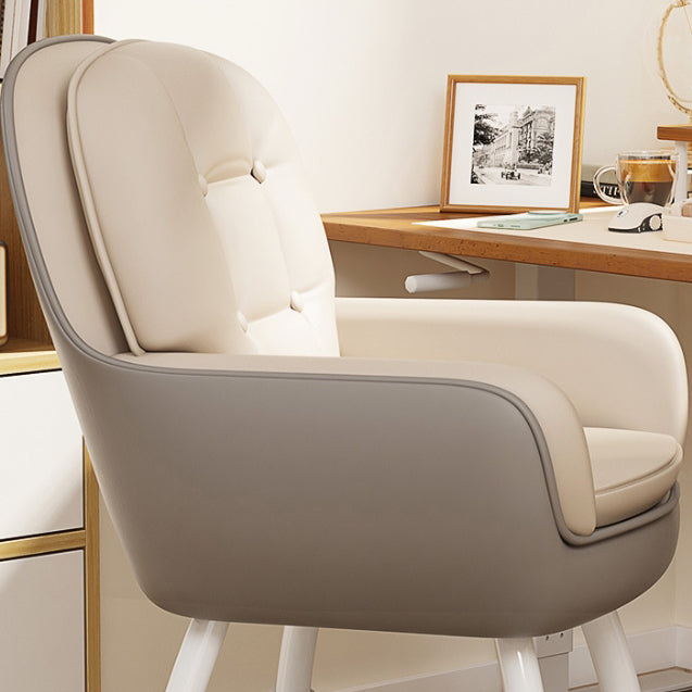 Zeitgenössischer nordischer Leder-Nylon-Silikon-Schreibtischstuhl mit Rückenlehne und Armlehne für das Homeoffice 