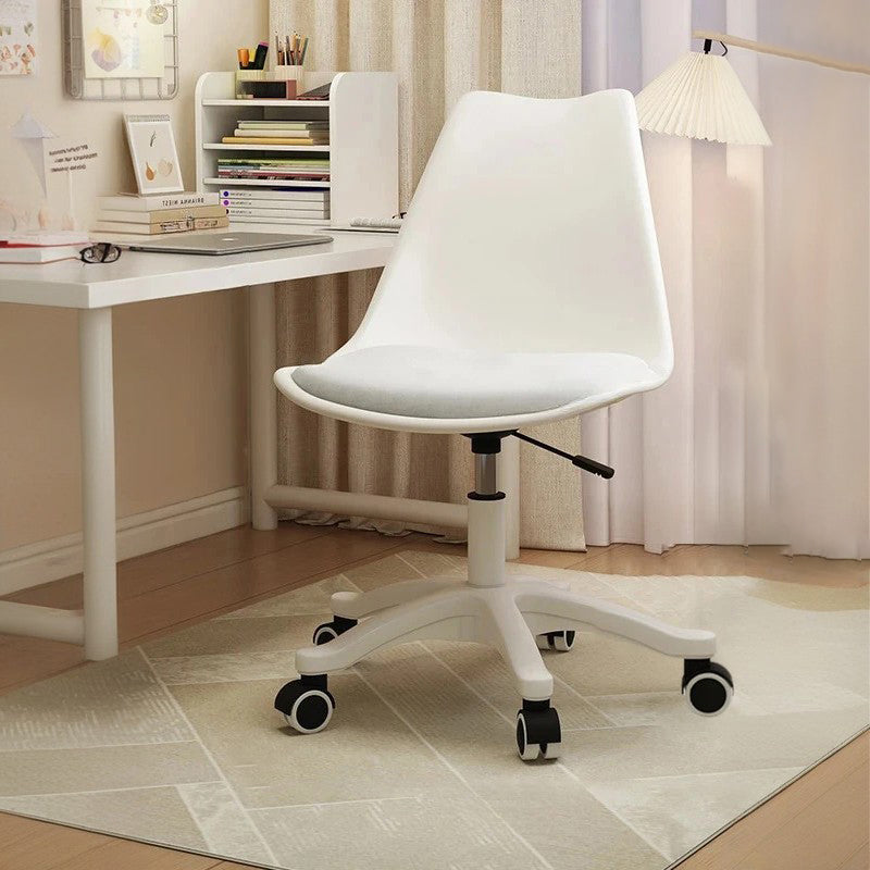 Zeitgenössischer nordischer rechteckiger Schreibtischstuhl mit Rückenlehne, ohne Armlehnen, aus Kunststoff, Kohlenstoffstahl und Nylon, für Zuhause und Büro 