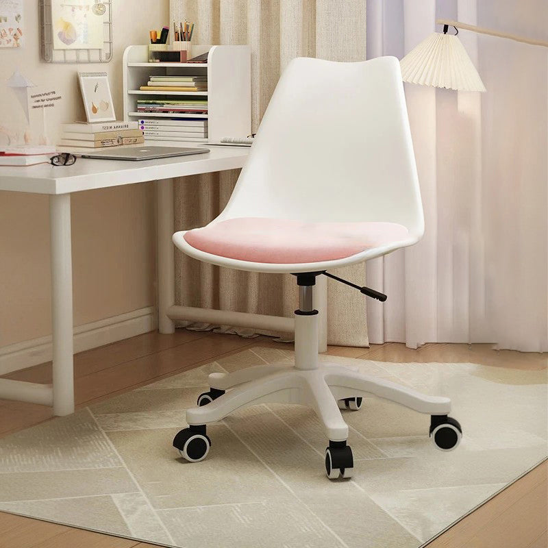 Zeitgenössischer nordischer rechteckiger Schreibtischstuhl mit Rückenlehne, ohne Armlehnen, aus Kunststoff, Kohlenstoffstahl und Nylon, für Zuhause und Büro 
