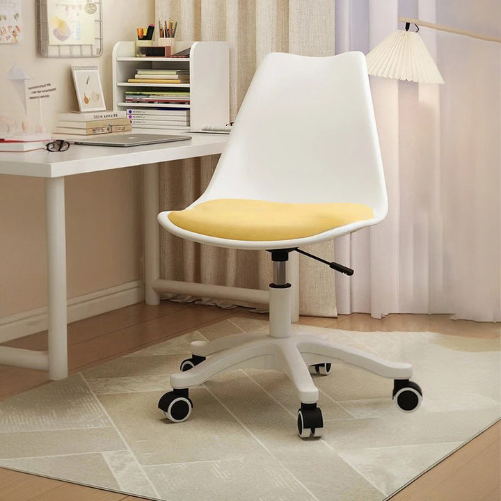 Zeitgenössischer nordischer rechteckiger Schreibtischstuhl mit Rückenlehne, ohne Armlehnen, aus Kunststoff, Kohlenstoffstahl und Nylon, für Zuhause und Büro 