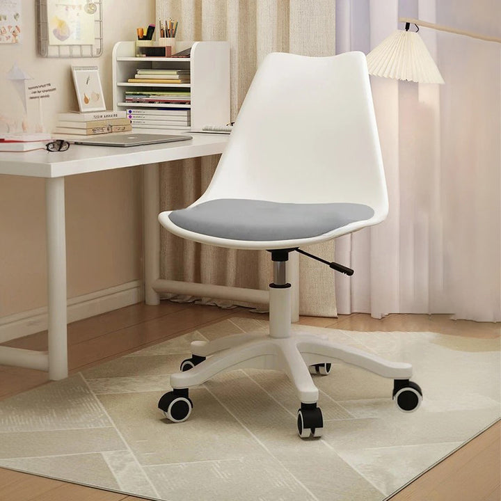Zeitgenössischer nordischer rechteckiger Schreibtischstuhl mit Rückenlehne, ohne Armlehnen, aus Kunststoff, Kohlenstoffstahl und Nylon, für Zuhause und Büro 