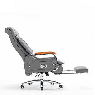 Contemporary Scandinavian Aluminum Alloy Solid Wood PU Desk Chair Backrest Armrest Footrest For Home Office
