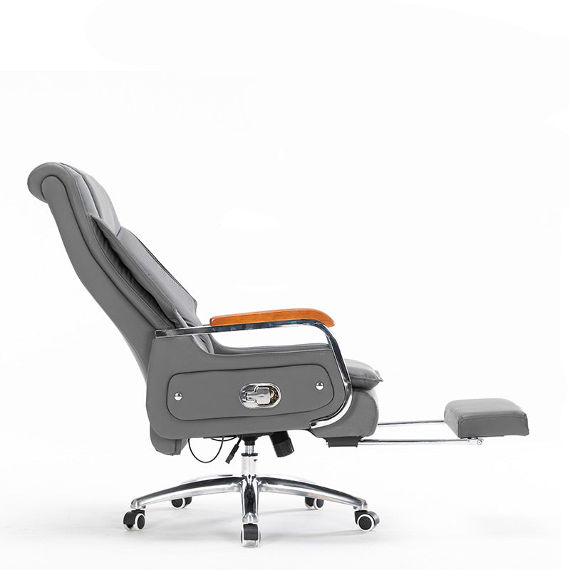 Contemporary Scandinavian Aluminum Alloy Solid Wood PU Desk Chair Backrest Armrest Footrest For Home Office