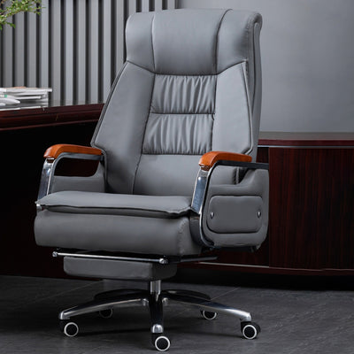 Contemporary Scandinavian Aluminum Alloy Solid Wood PU Desk Chair Backrest Armrest Footrest For Home Office