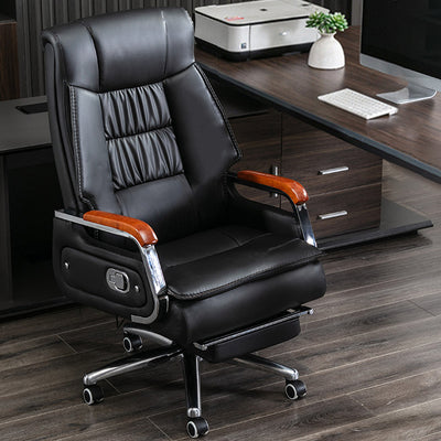 Contemporary Scandinavian Aluminum Alloy Solid Wood PU Desk Chair Backrest Armrest Footrest For Home Office