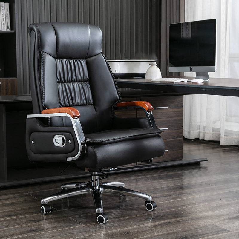 Contemporary Scandinavian Aluminum Alloy Solid Wood PU Desk Chair Backrest Armrest Footrest For Home Office